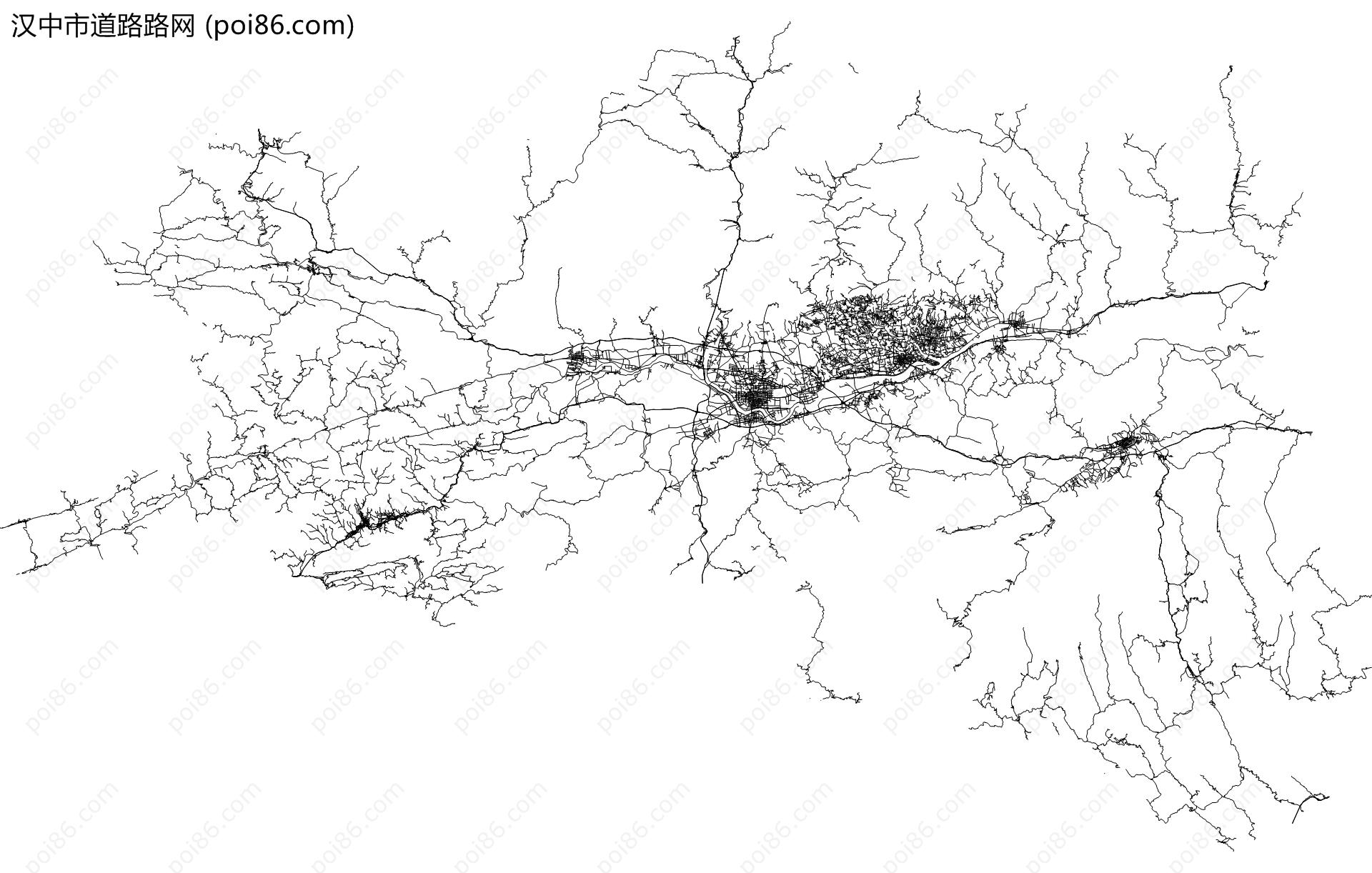 汉中市道路路网地图