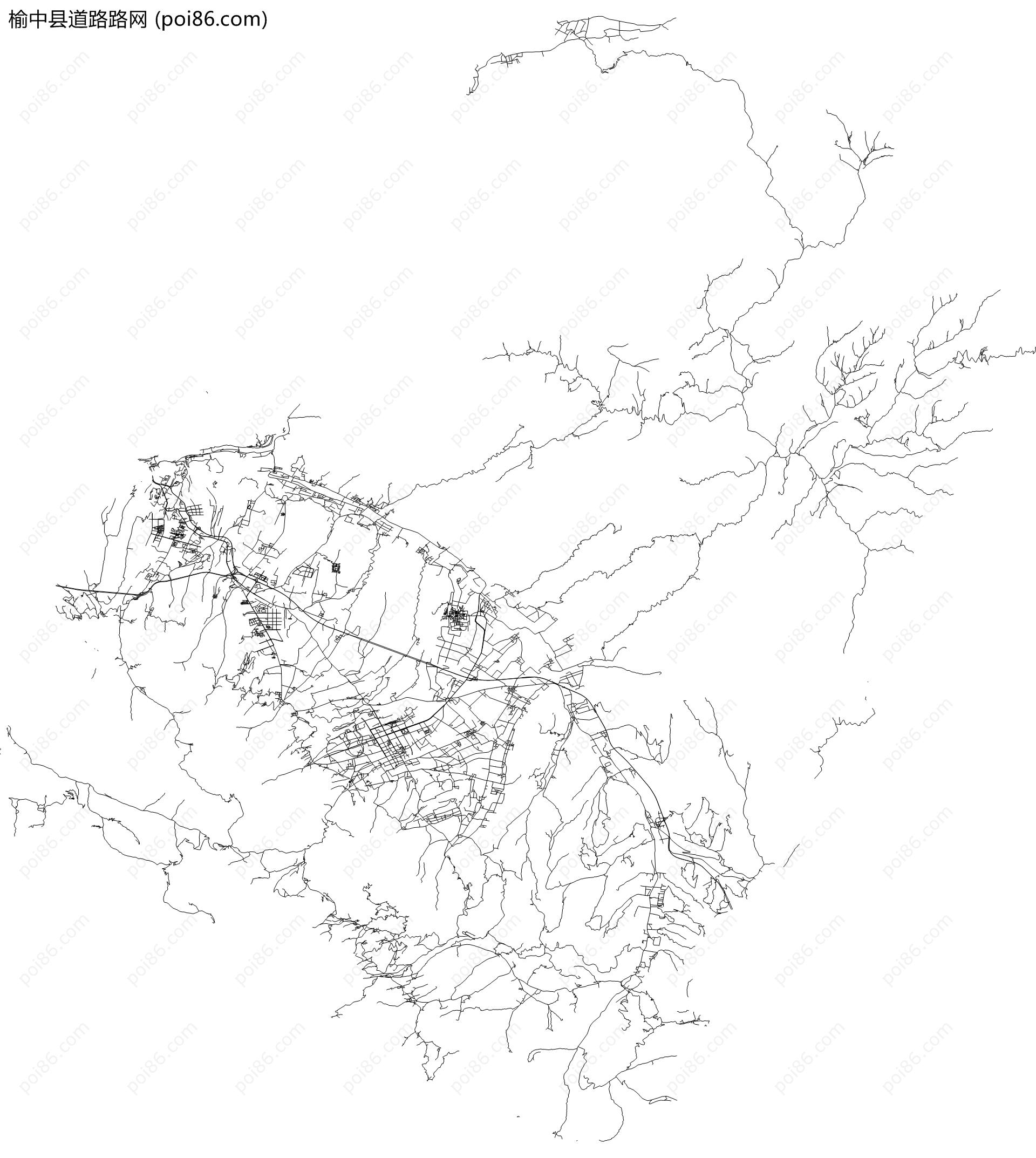 榆中县道路路网地图
