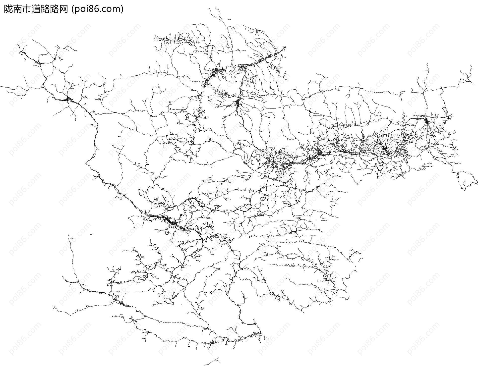 陇南市道路路网地图