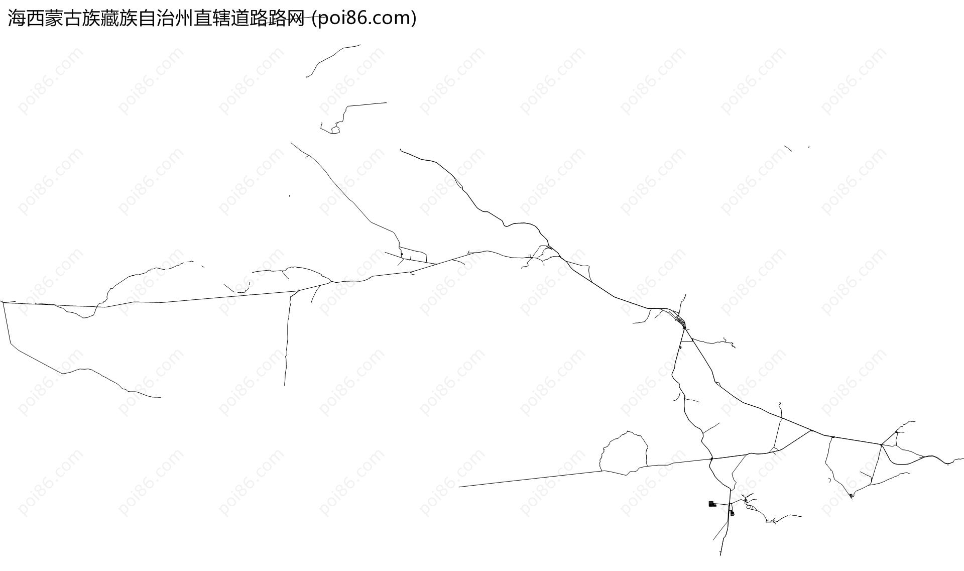 海西蒙古族藏族自治州直辖道路路网地图
