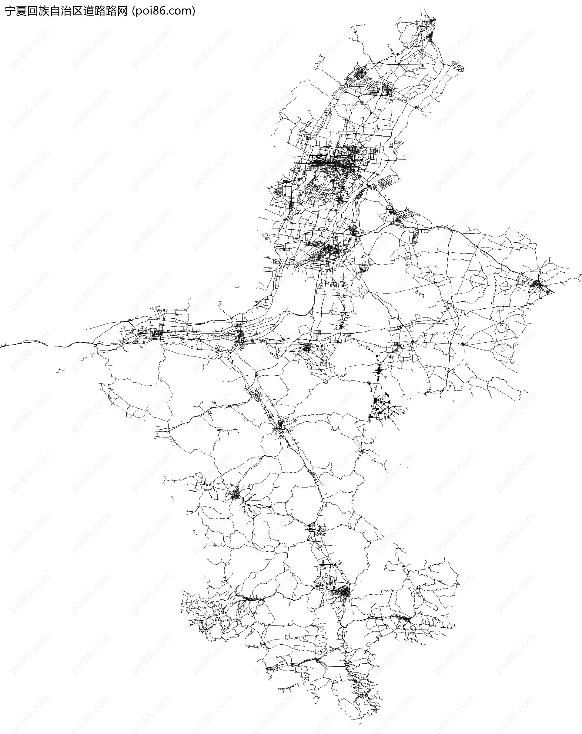 宁夏回族自治区道路路网地图