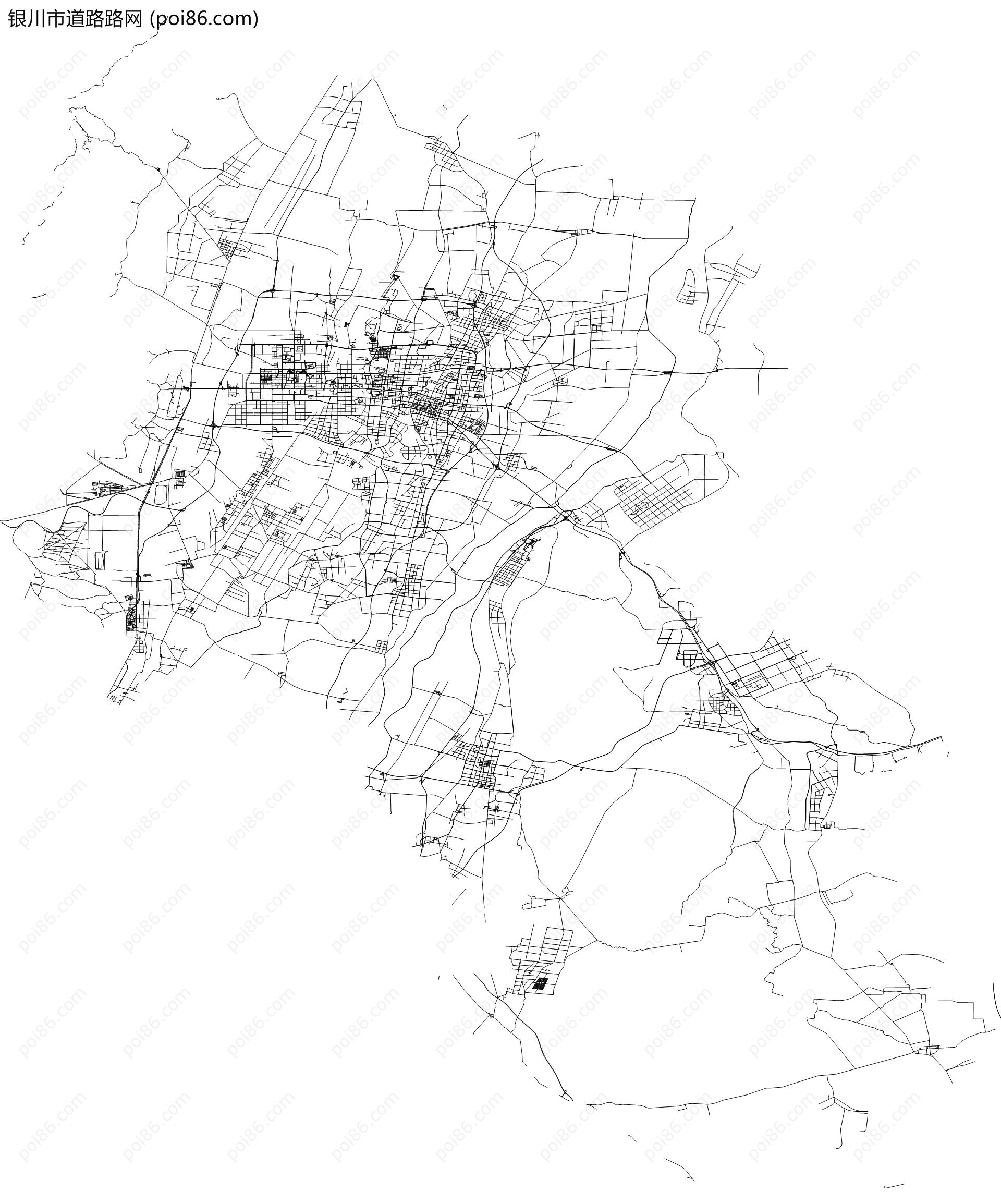 银川市道路路网地图