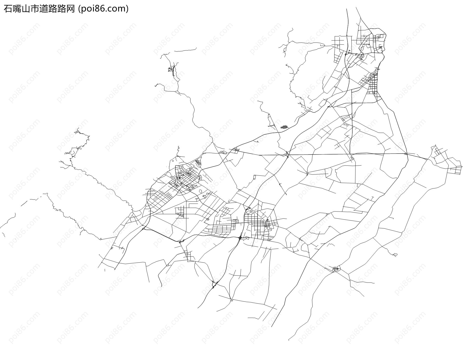 石嘴山市道路路网地图