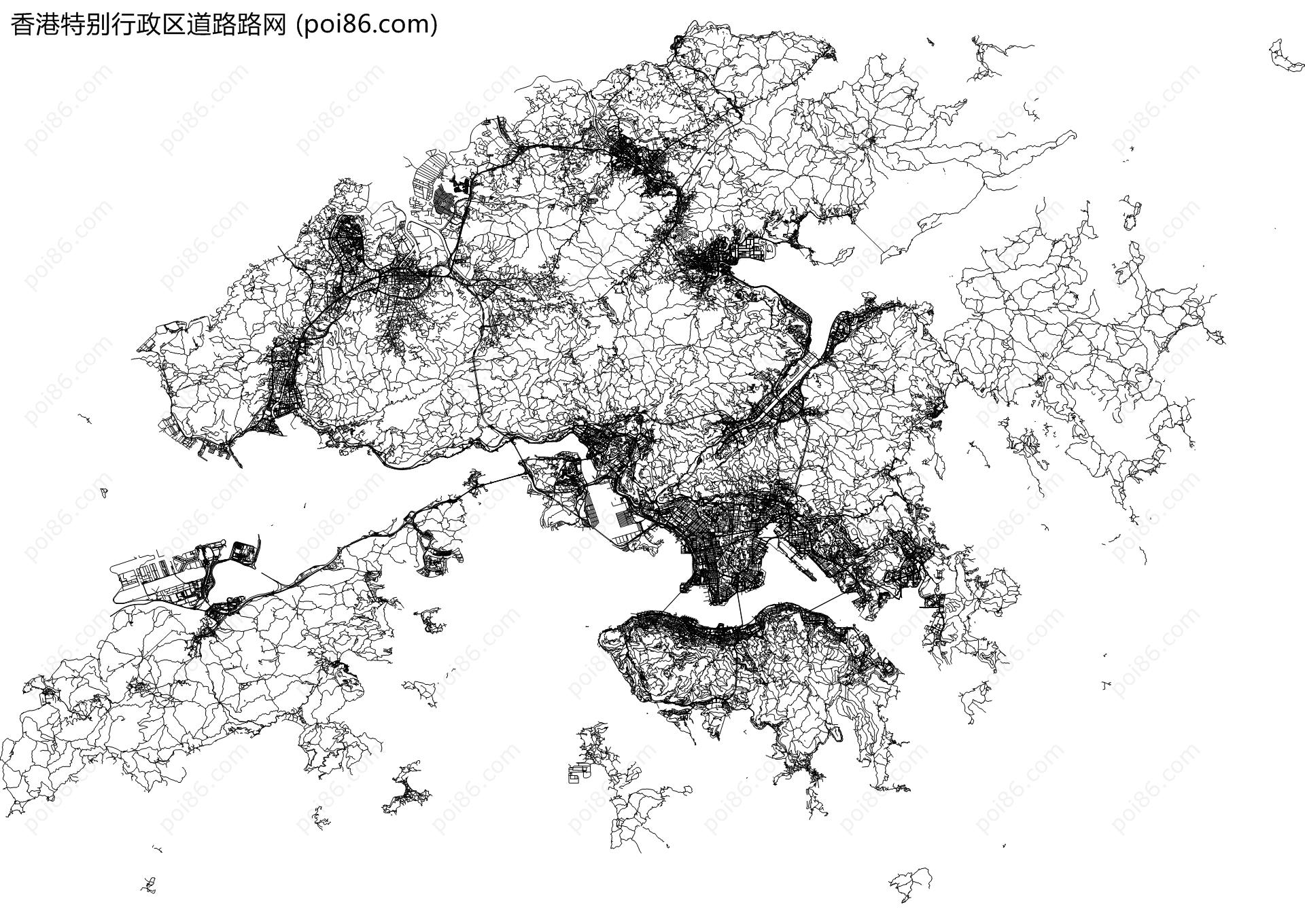 香港特别行政区道路路网地图