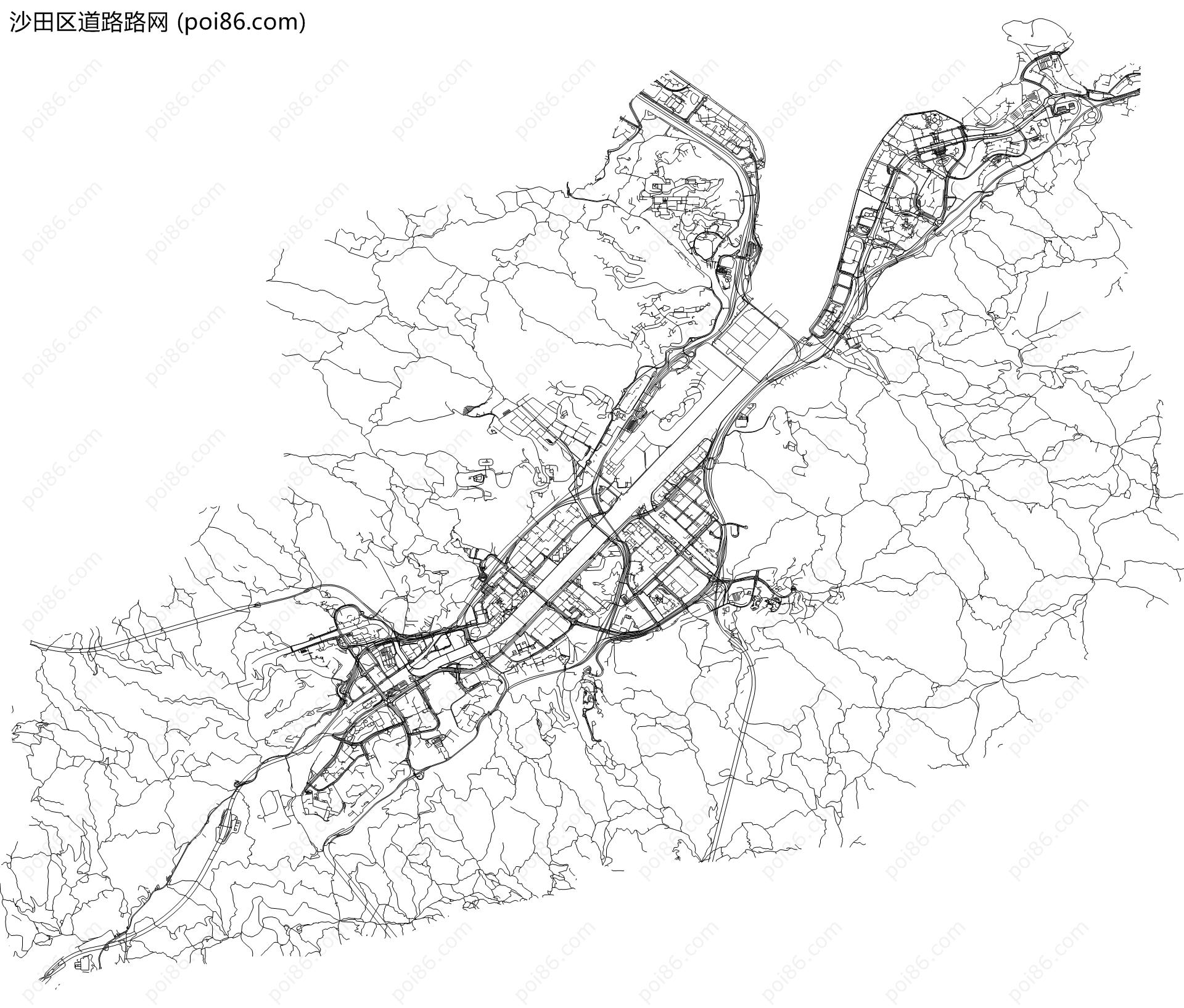 沙田区道路路网地图