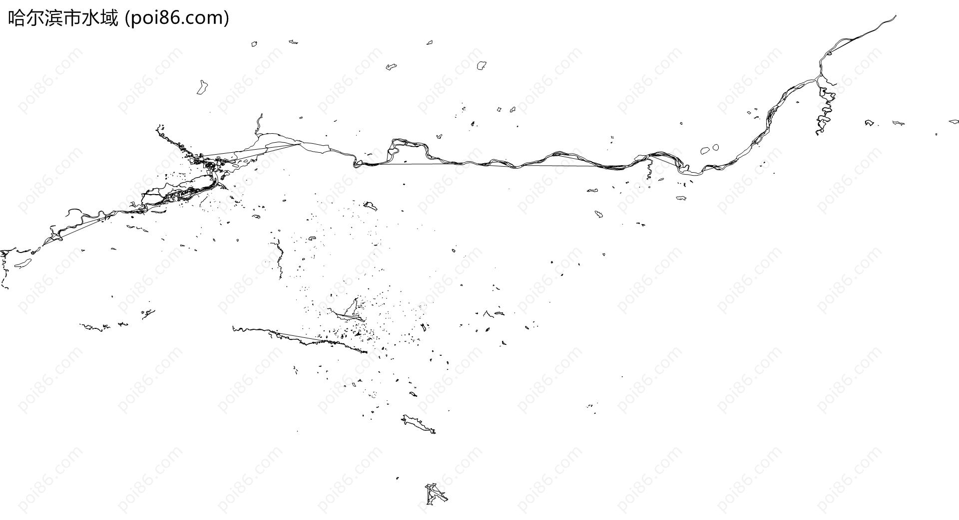 哈尔滨市水域地图