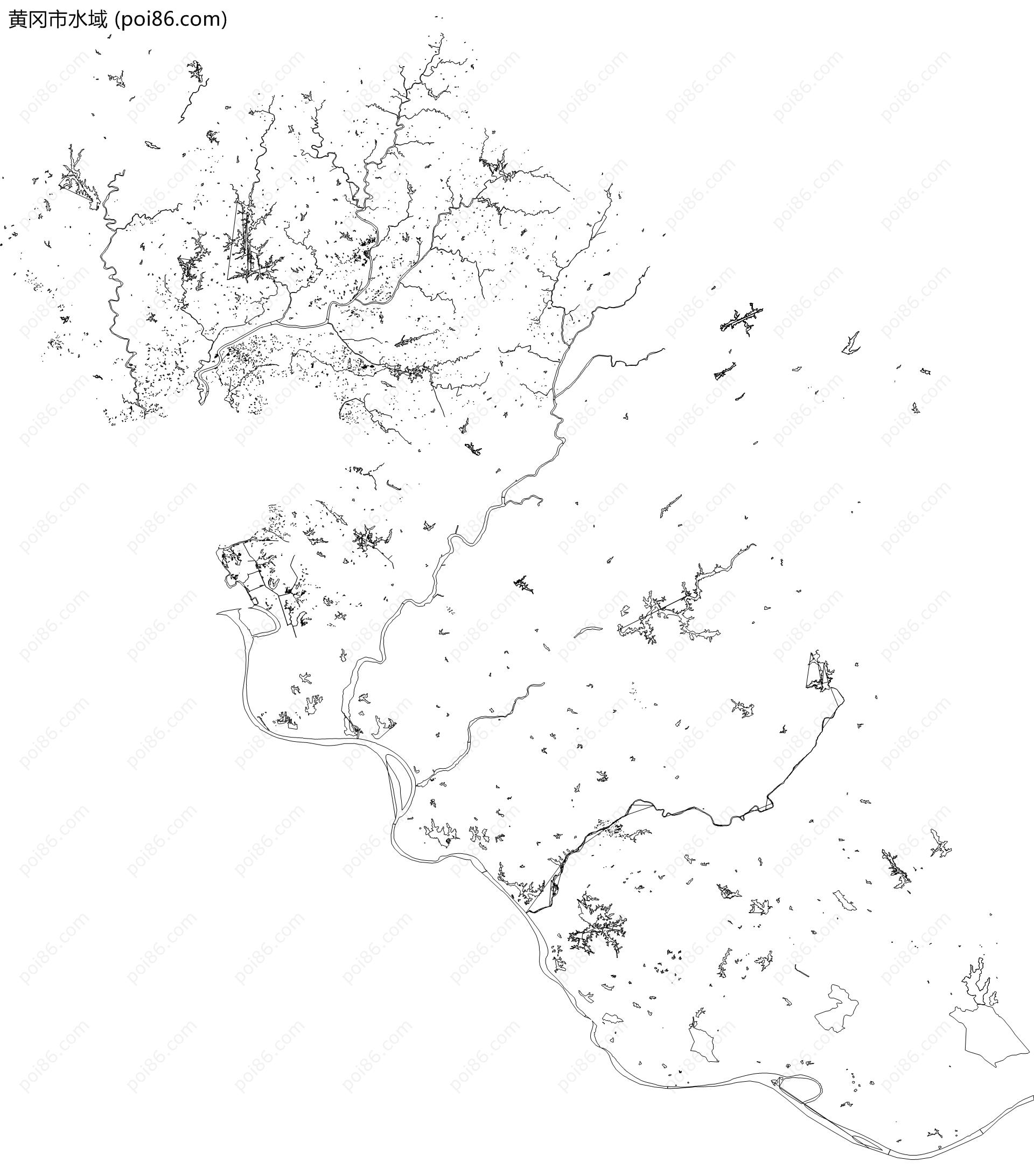 黄冈市水域地图