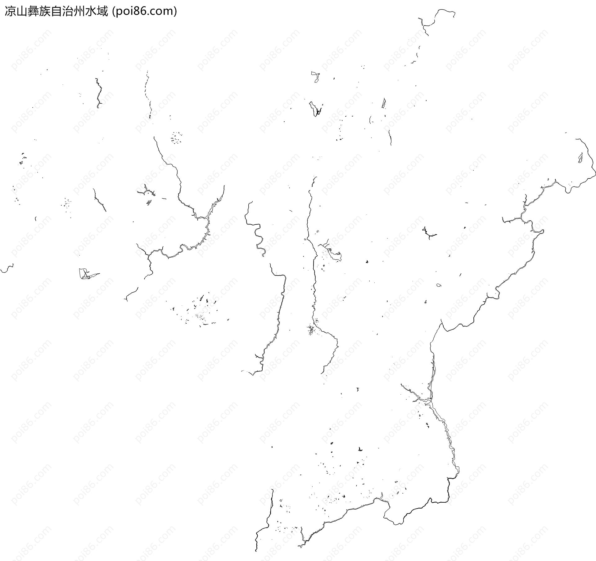 凉山彝族自治州水域地图