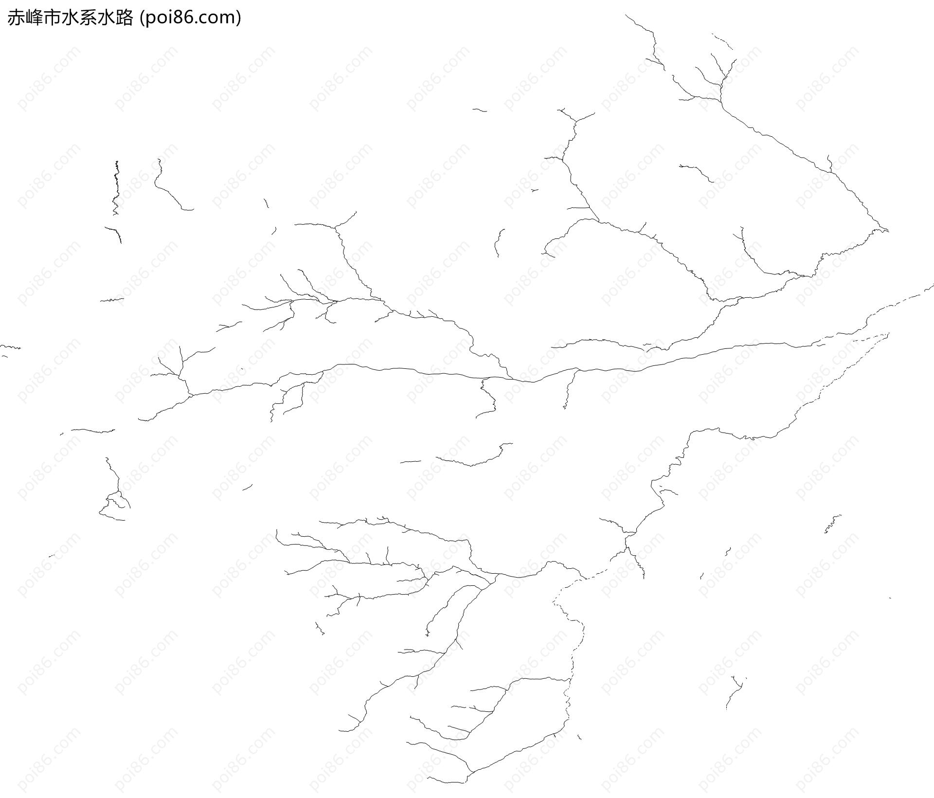 赤峰市水系水路地图