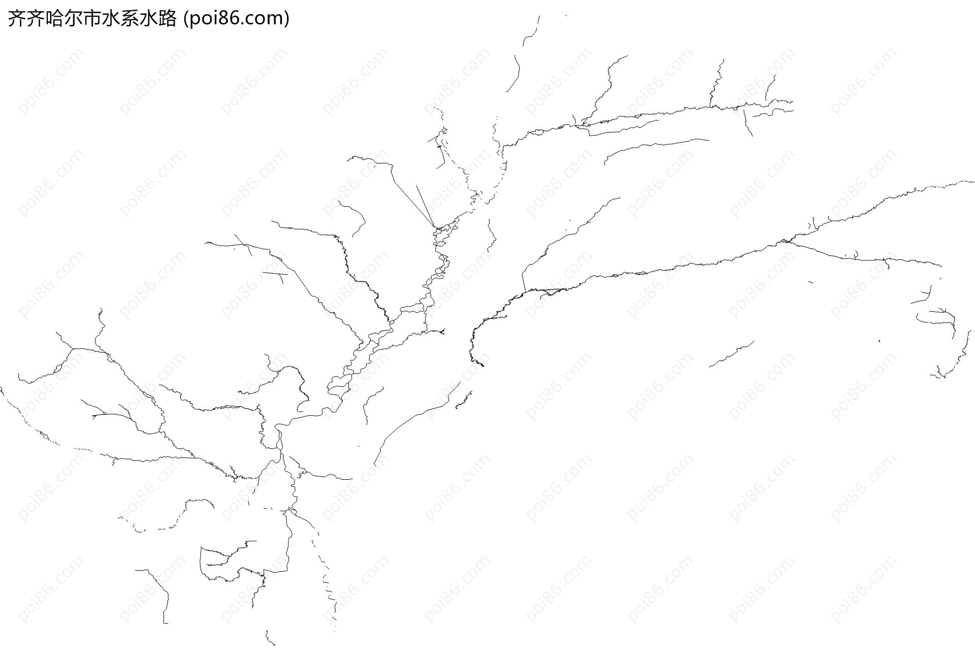 齐齐哈尔市水系水路地图