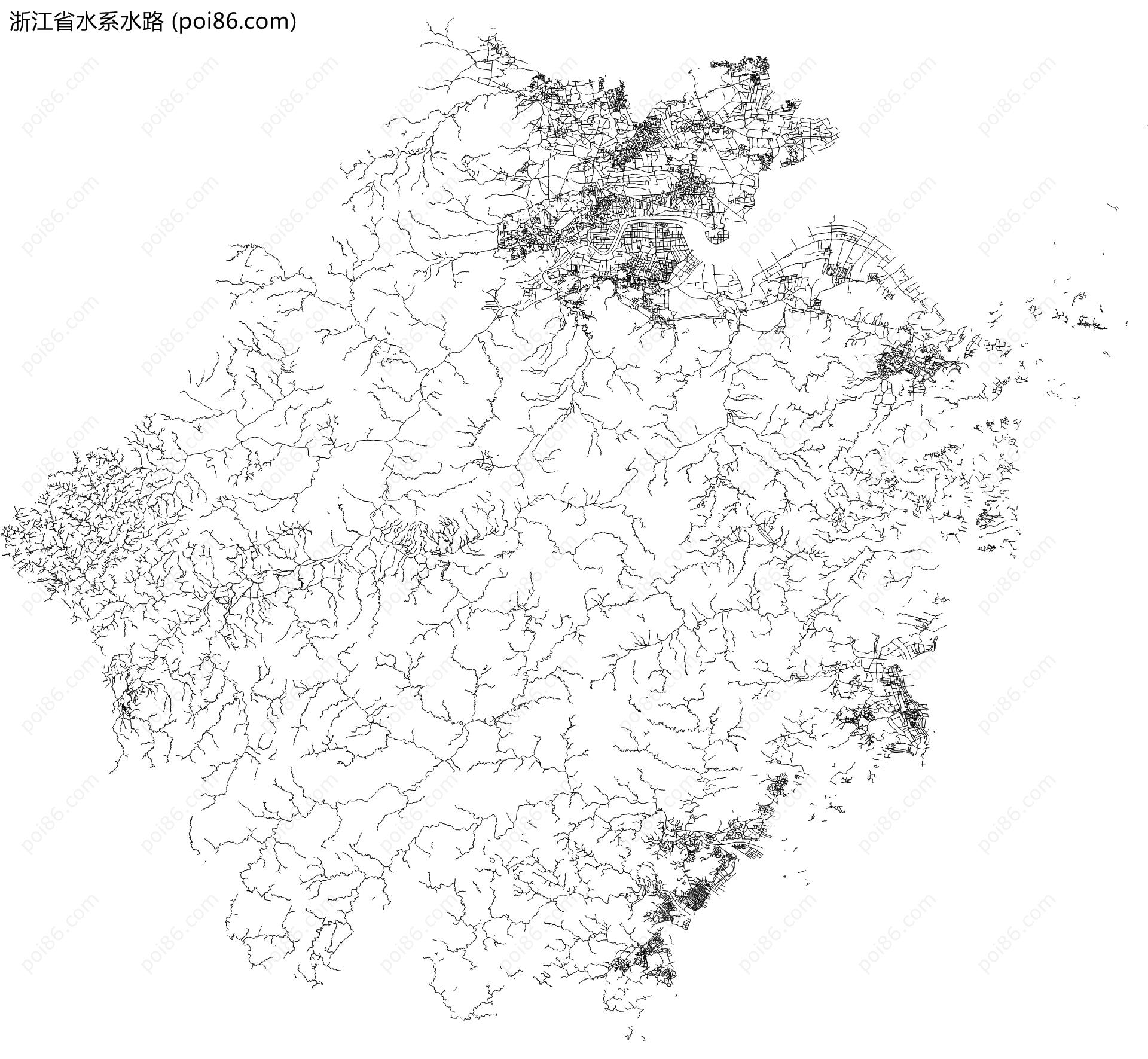 浙江省水系水路地图