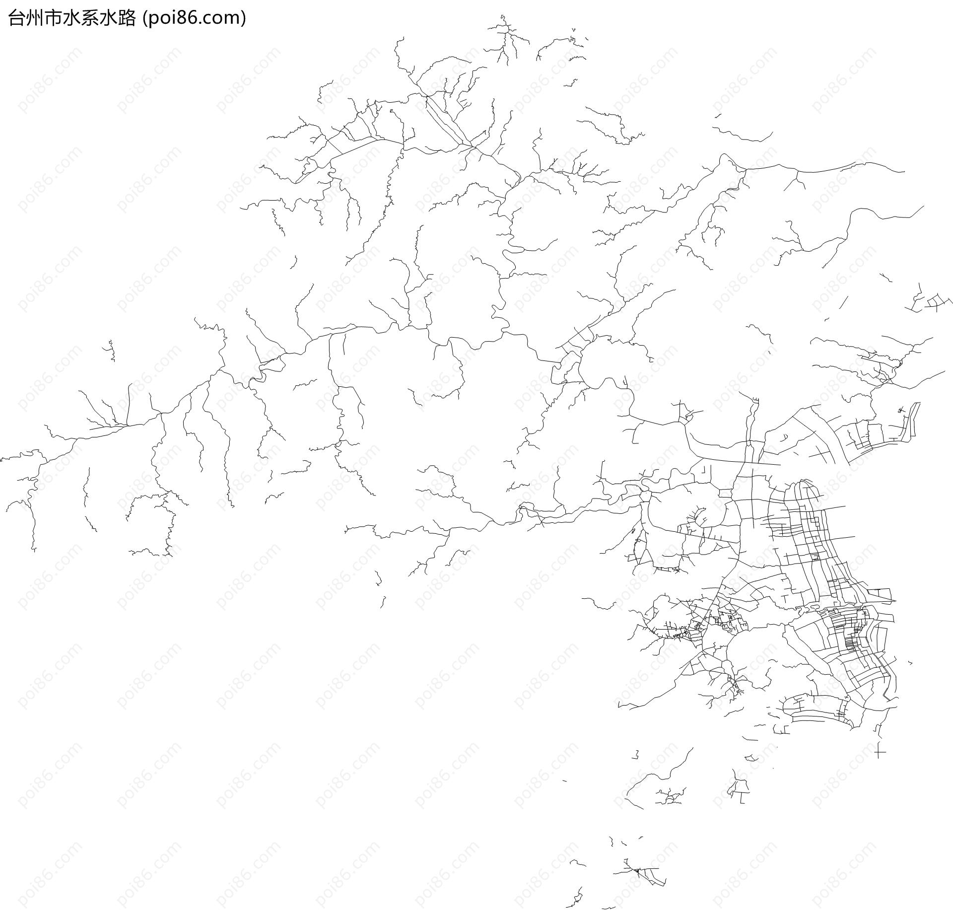 台州市水系水路地图