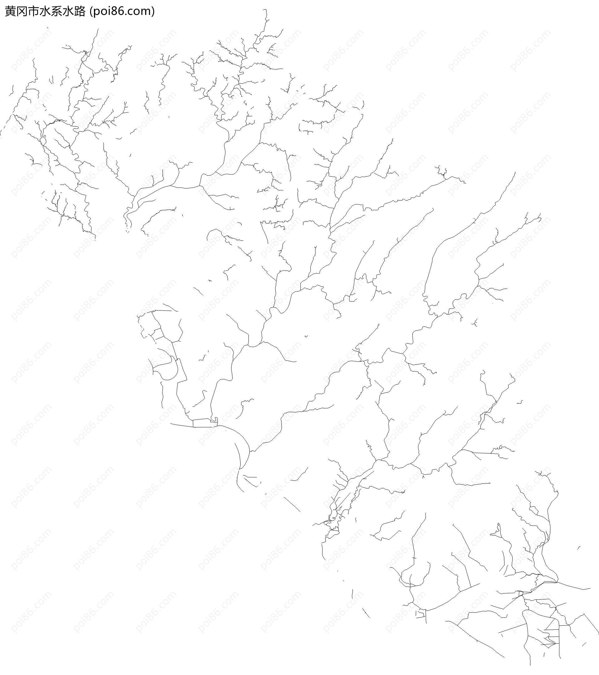 黄冈市水系水路地图