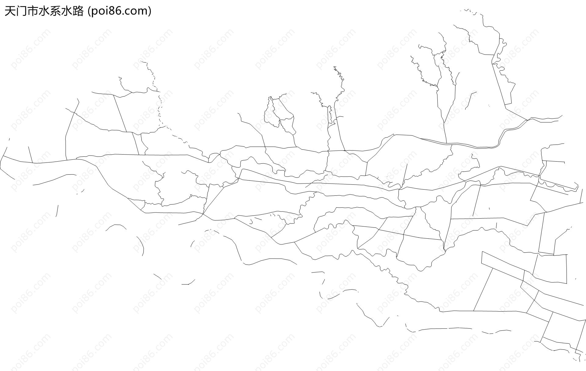 天门市水系水路地图
