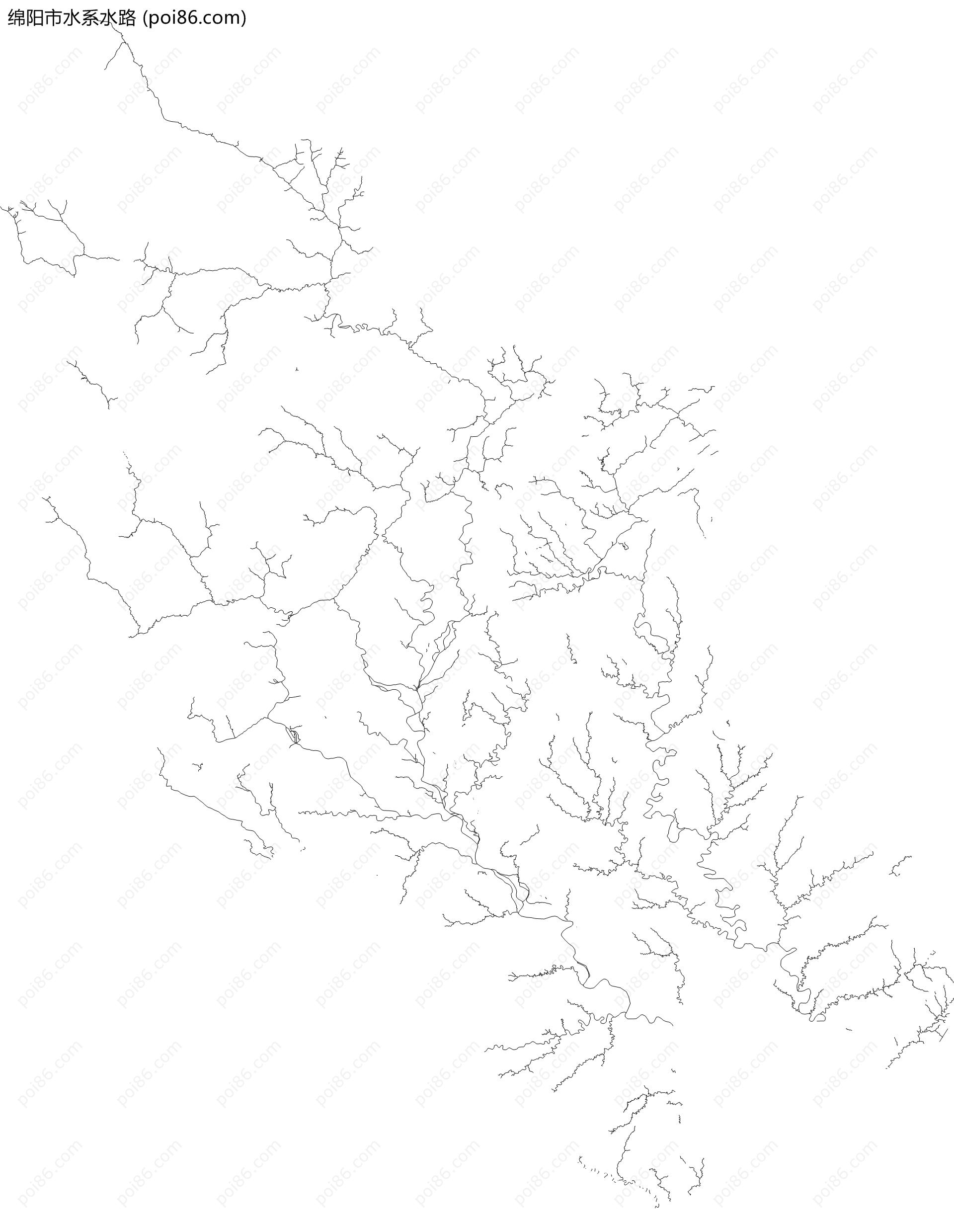 绵阳市水系水路地图