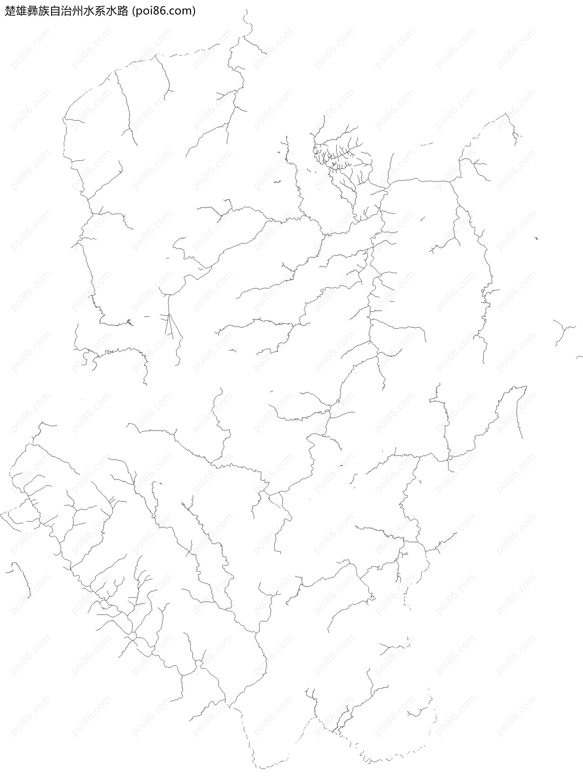 楚雄彝族自治州水系水路地图