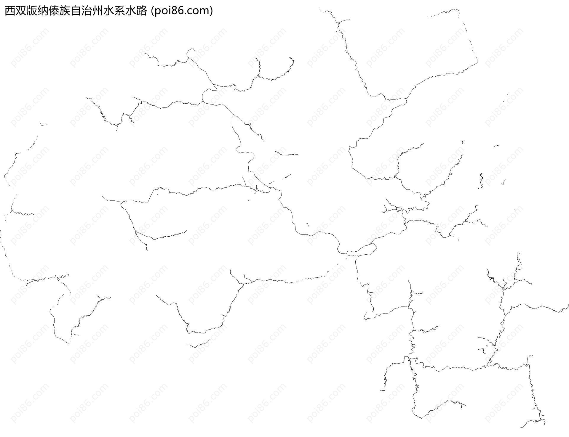 西双版纳傣族自治州水系水路地图