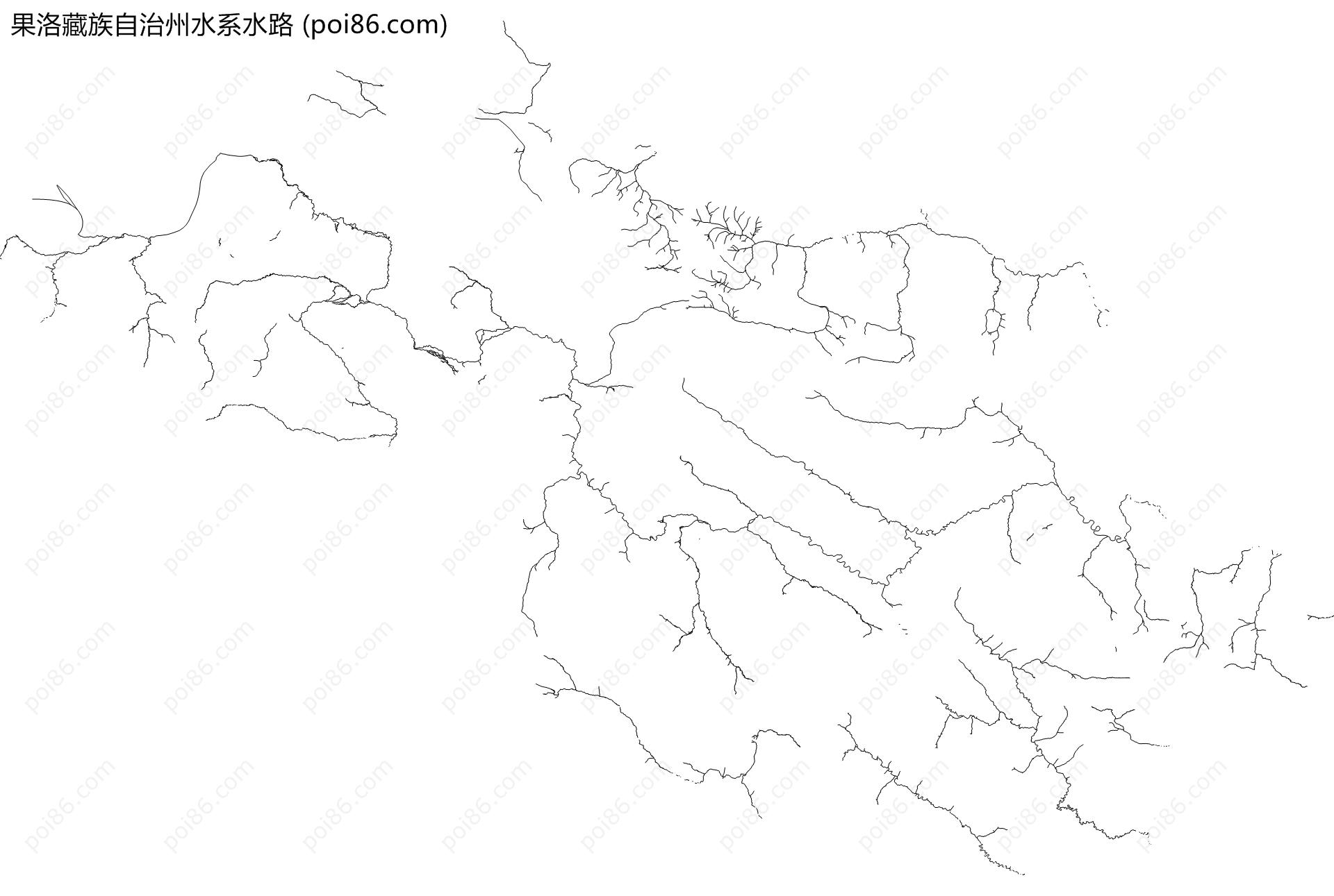 果洛藏族自治州水系水路地图