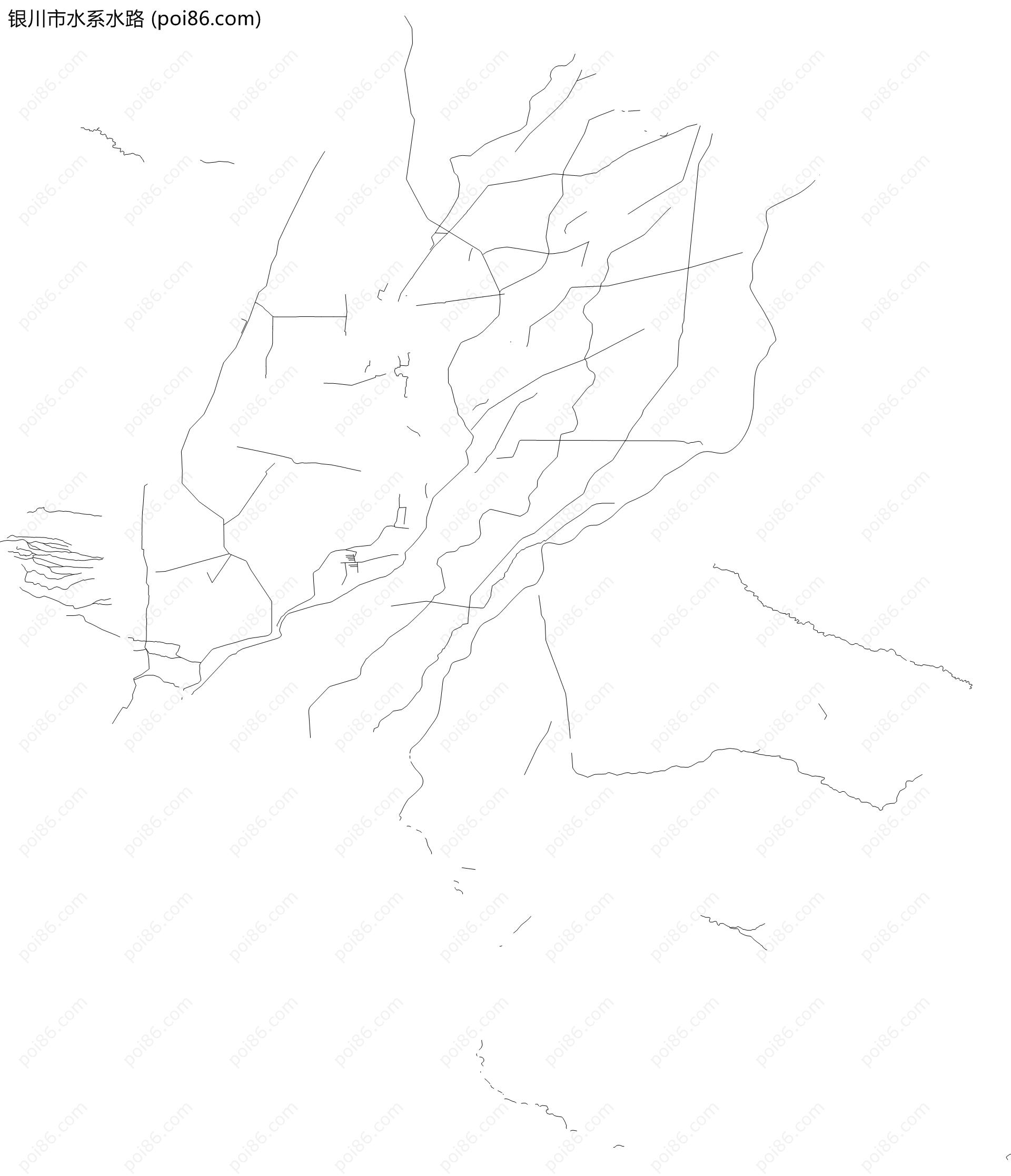 银川市水系水路地图