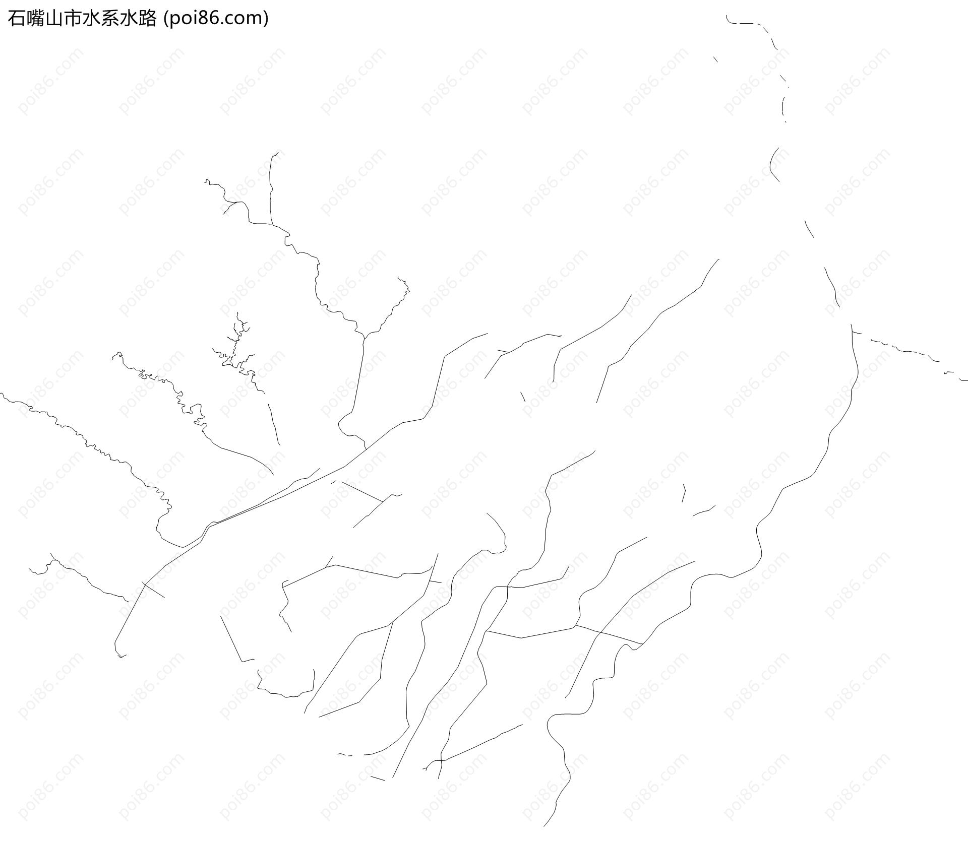 石嘴山市水系水路地图