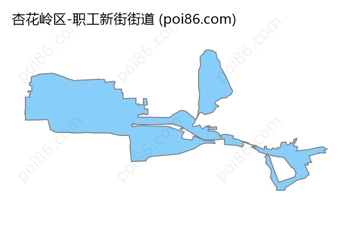 职工新街街道边界地图