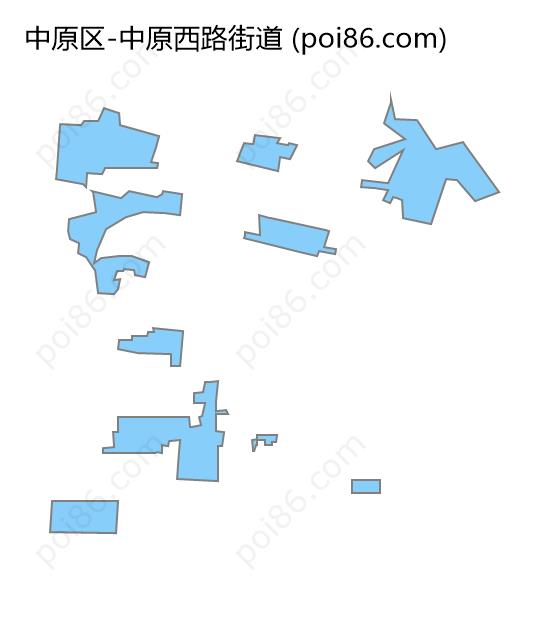 中原西路街道边界地图