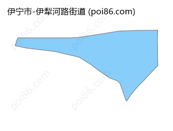 伊犁河路街道边界地图