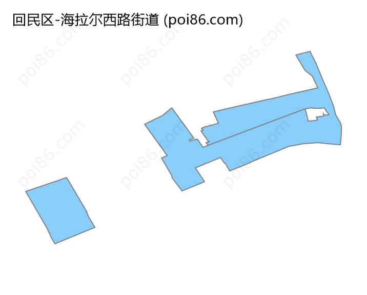 海拉尔西路街道边界地图